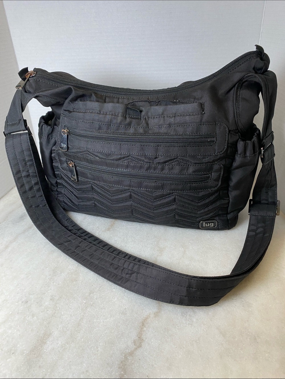Lug Camper Black Quilted Front Pocket Messenger Bag